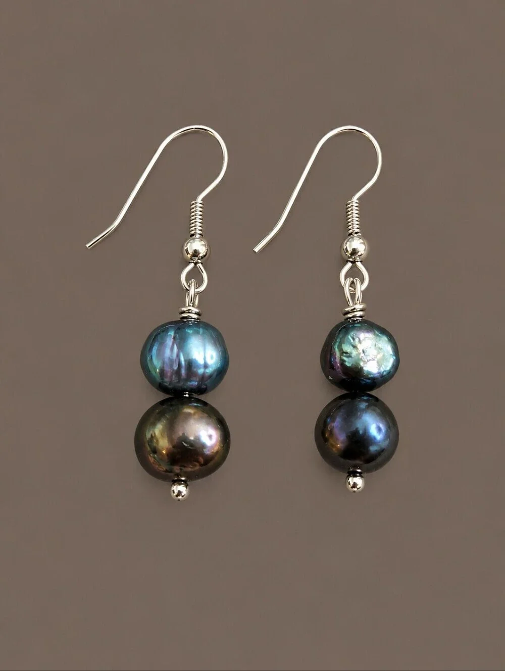 HANDMADE Peacock Freshwater Baroque Pearl Dangle Hook Earrings